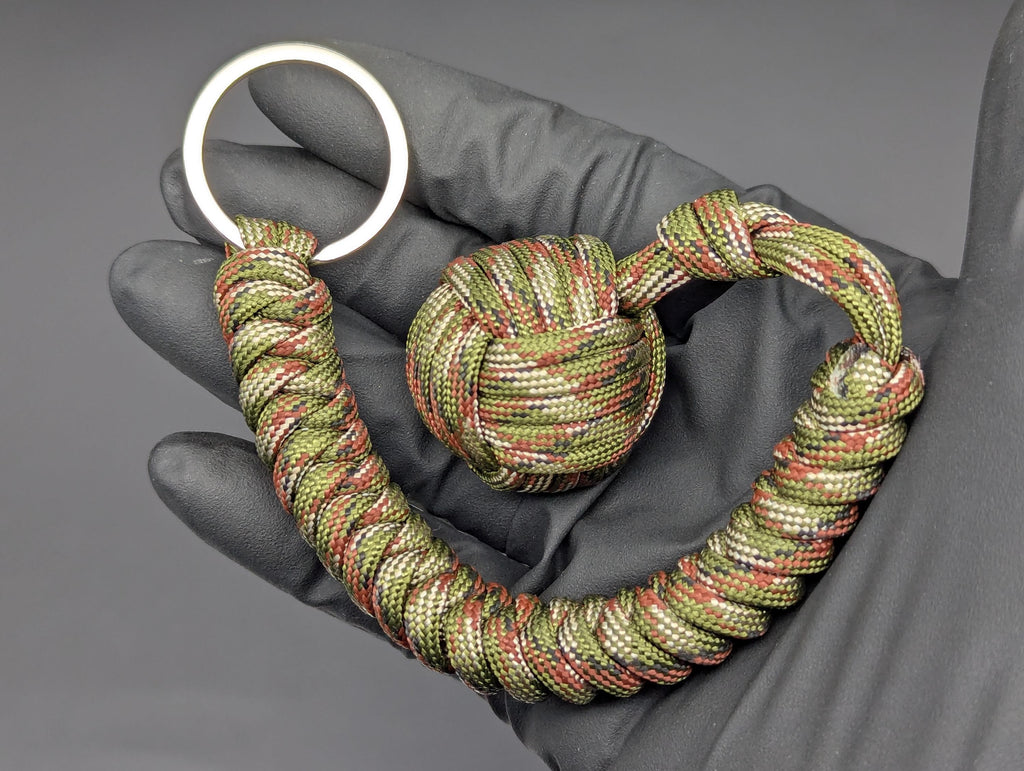 3 Oz Woodland Camo Paracord Monkey Fist Keyring