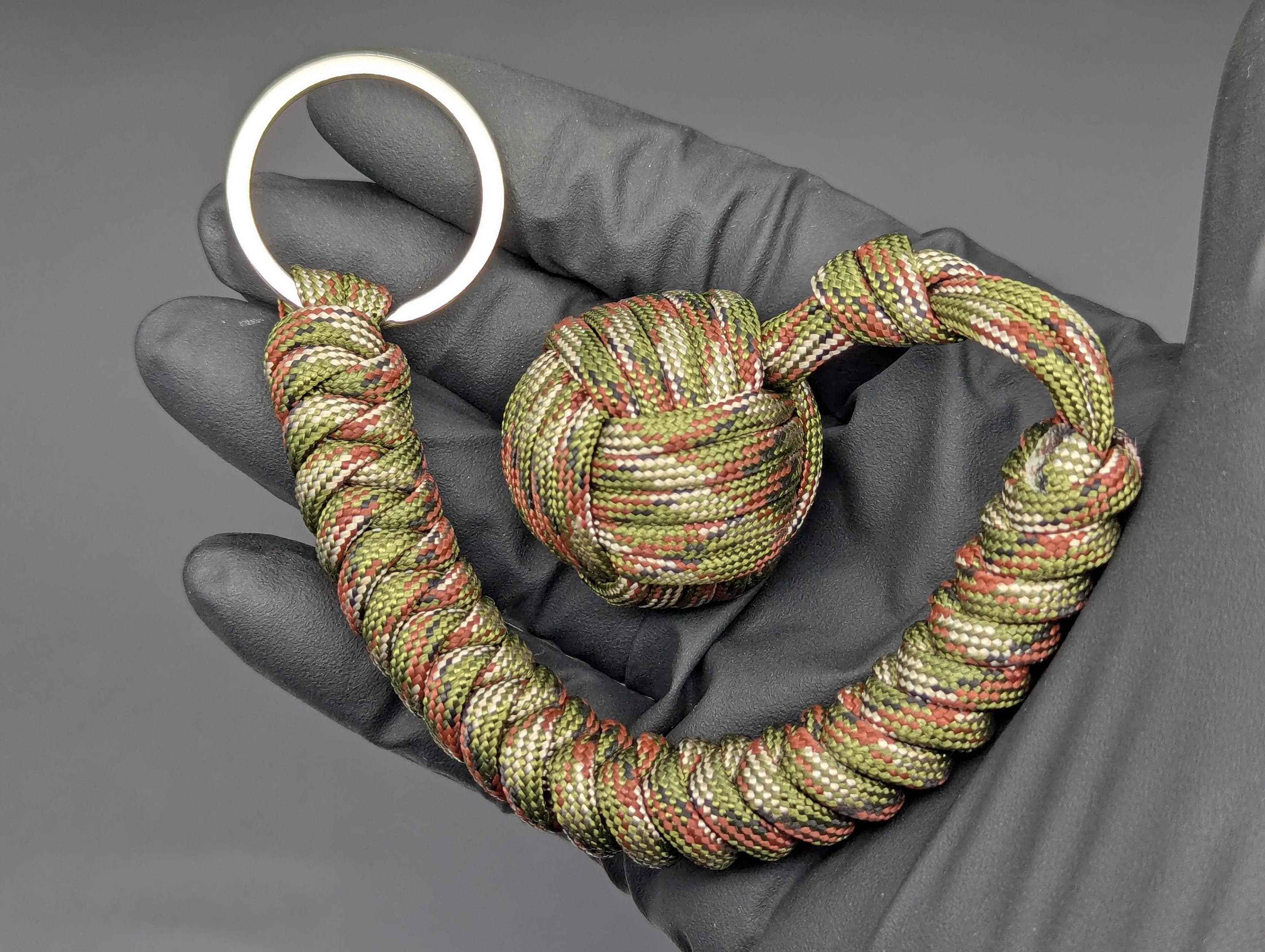 3 Oz Woodland Camo Paracord Monkey Fist Keyring
