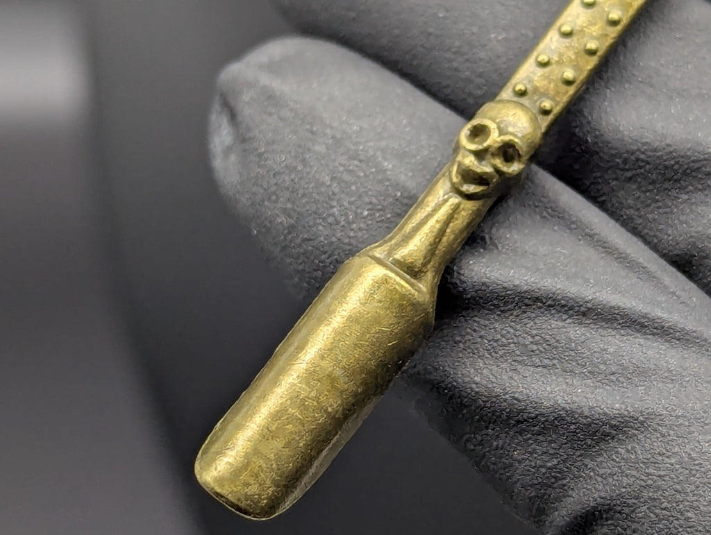 Antiqued Brass Bling Skull Magic Spell Ash Ritual Spoon Keyring