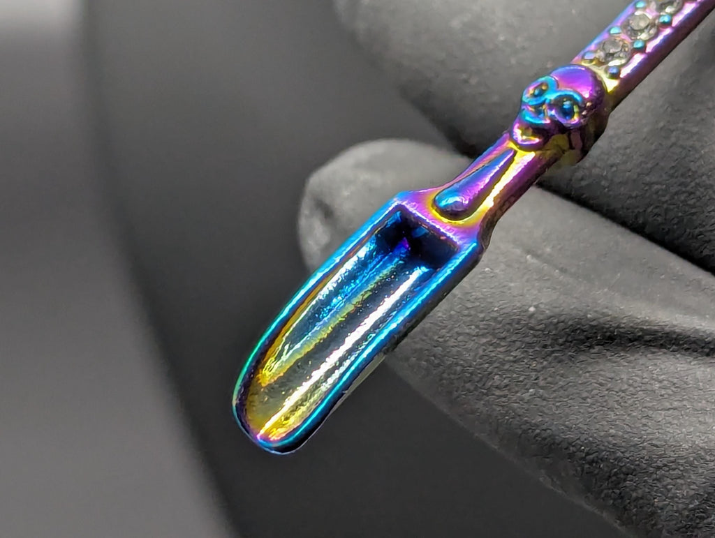 Rainbow Titanium Bling Skull Magic Spell Ash Ritual Spoon Keyring