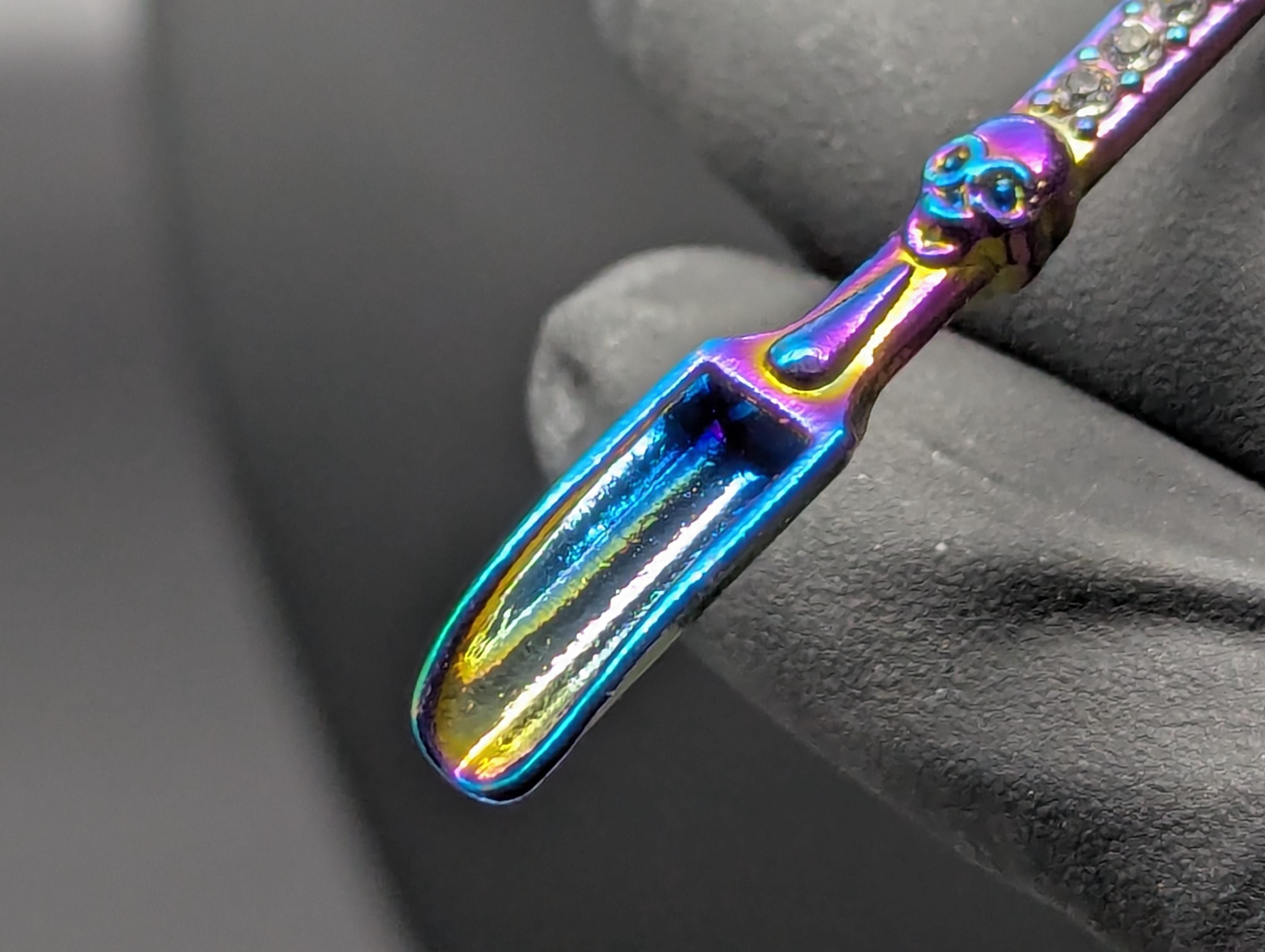 Rainbow Titanium Bling Skull Magic Spell Ash Ritual Spoon Keyring