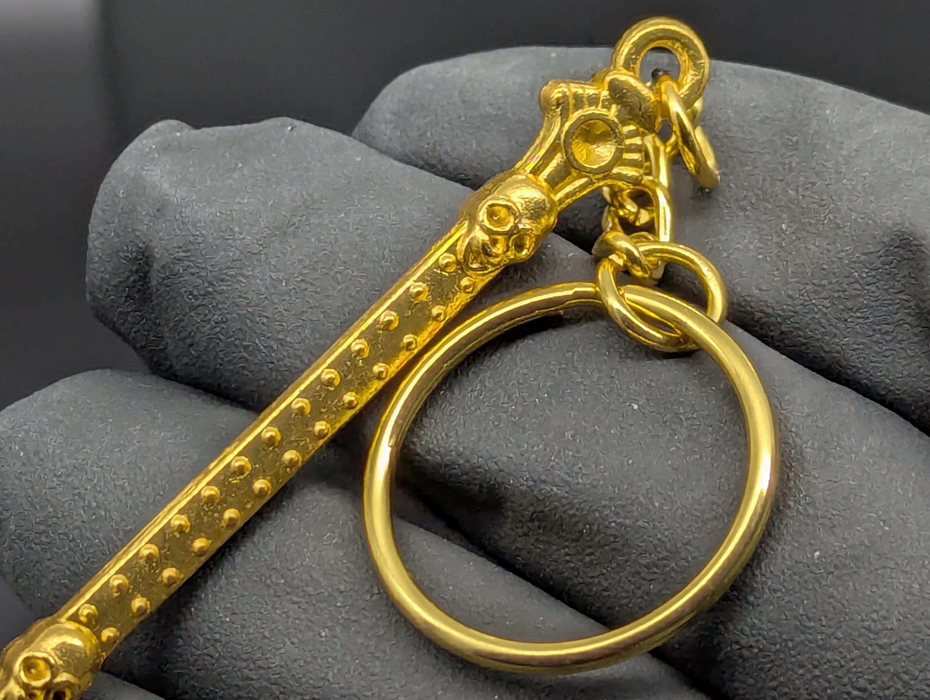 Gold Bling Skull Magic Spell Ash Ritual Spoon Keyring