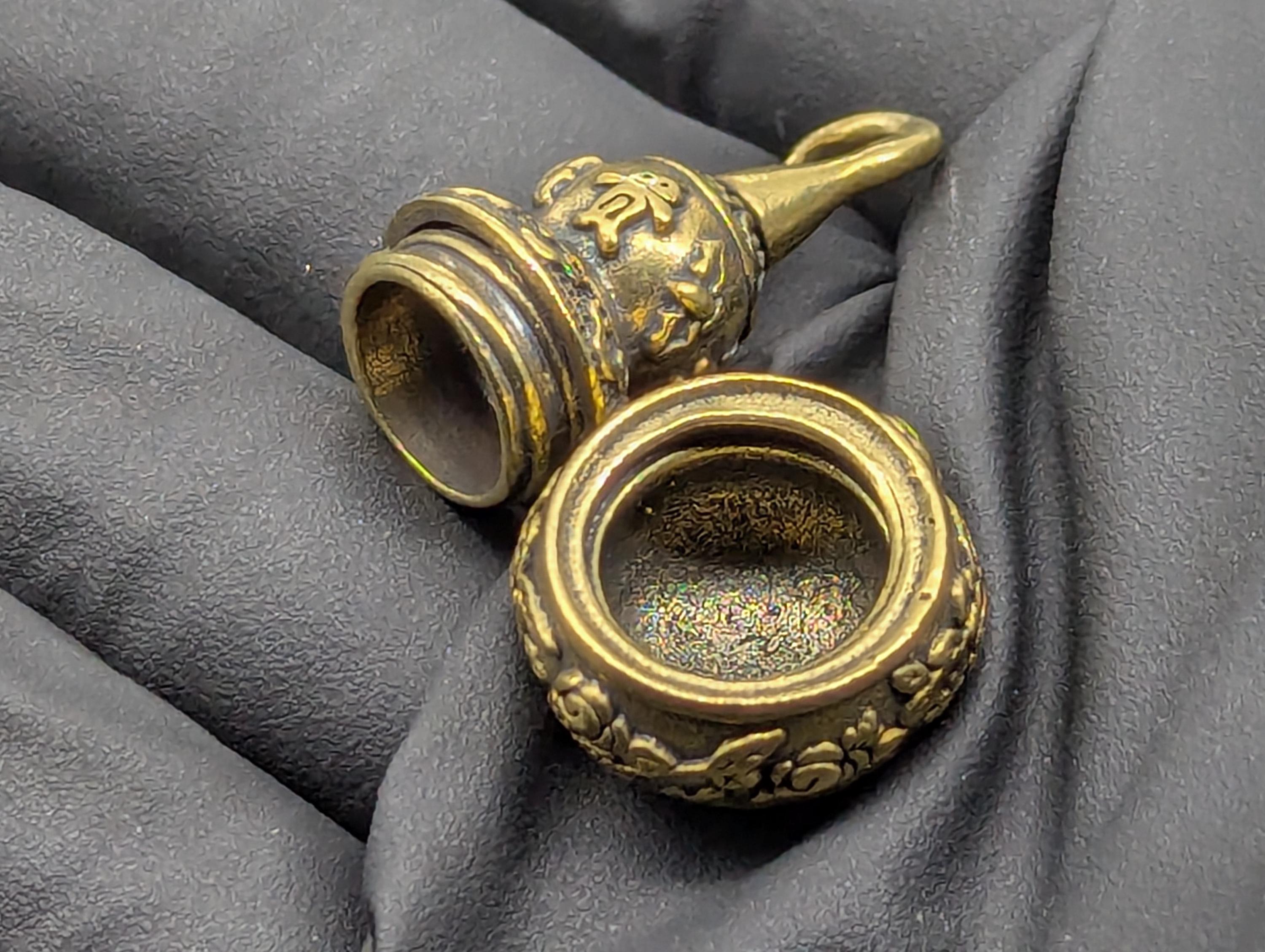 Gold Tone Spell Spoon Pendant with Brass Magic Urn - 22" Chain