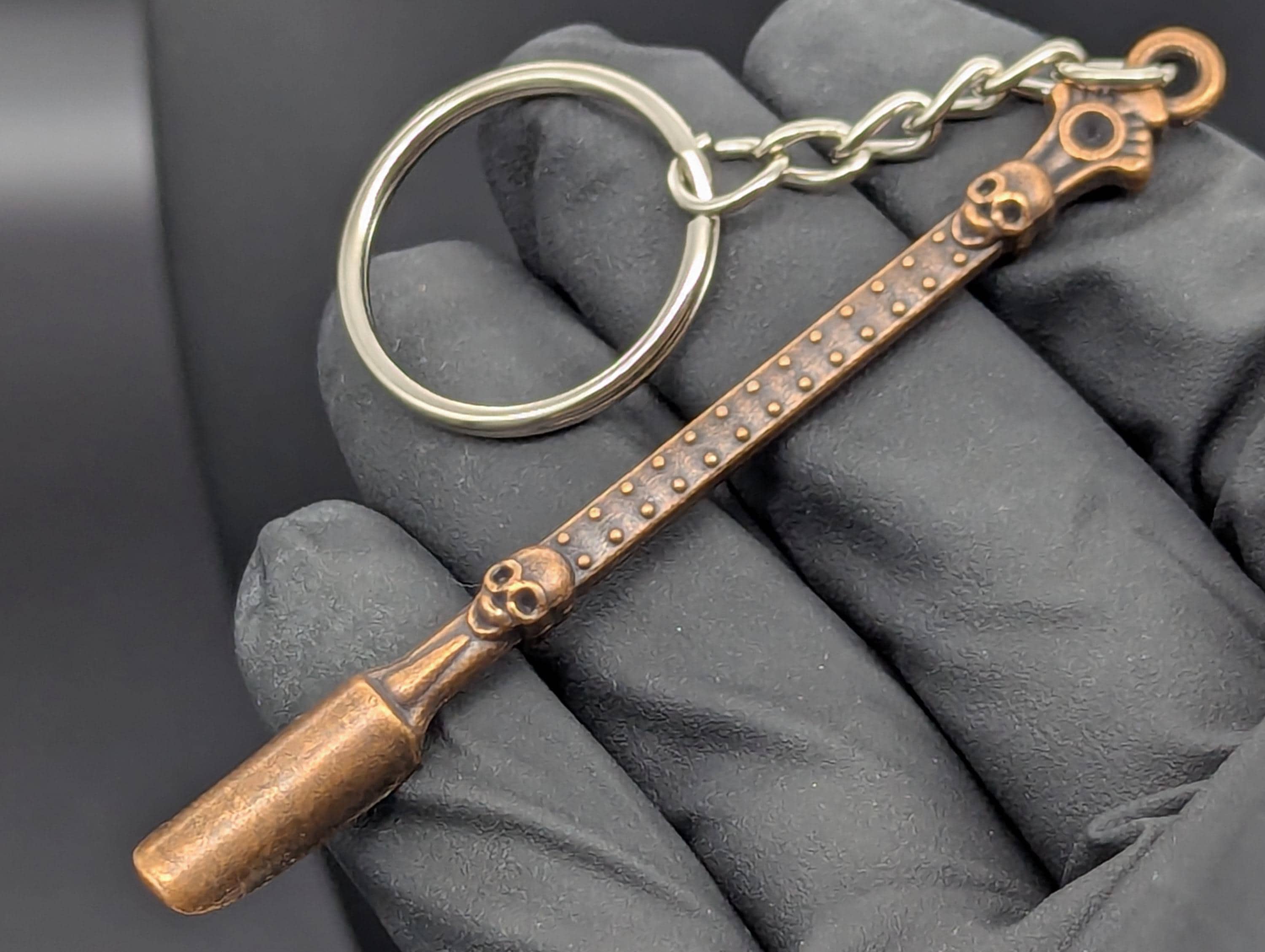 Bronze Bling Skull Magic Spell Ash Ritual Spoon Keyring