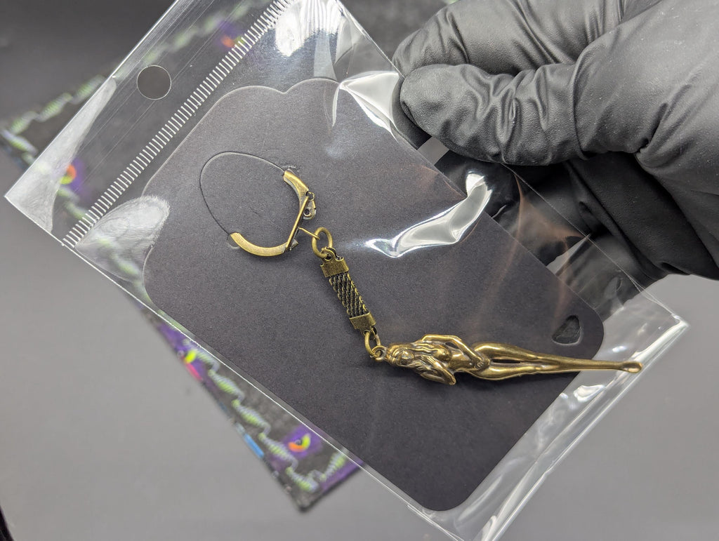 Antiqued Brass Rave EDC Girl Goddess Figurine Mini Spoon Keyring