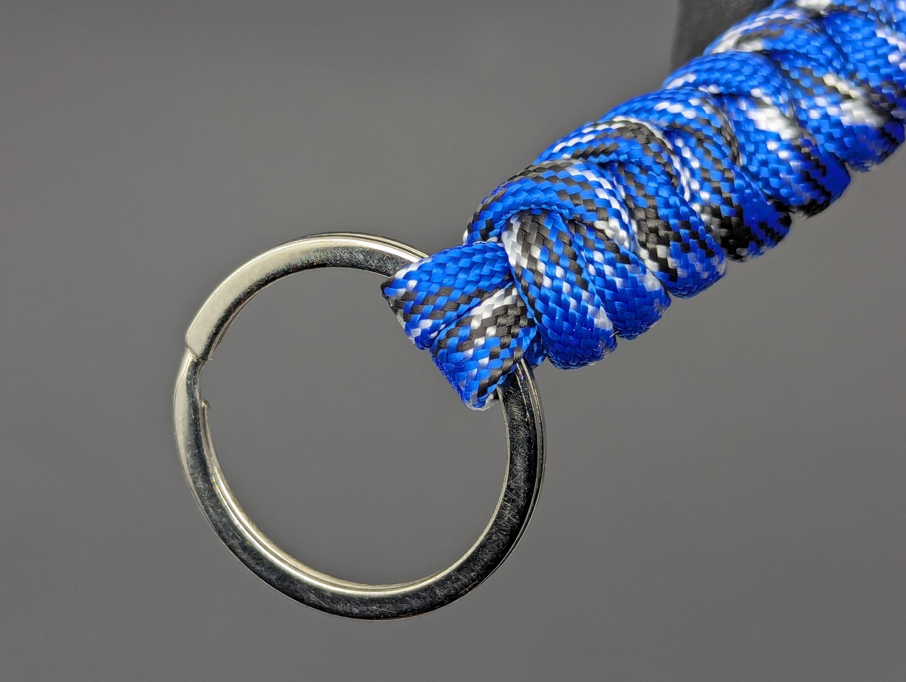 3 Oz Blue White & Black Paracord Monkey Fist Keyring