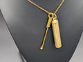 Gold Toned Spoon Pendant w/ Matching 22" Chain & Large Brass Jar