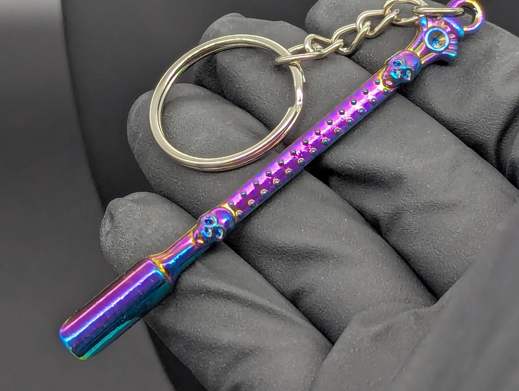 Rainbow Titanium Bling Skull Magic Spell Ash Ritual Spoon Keyring