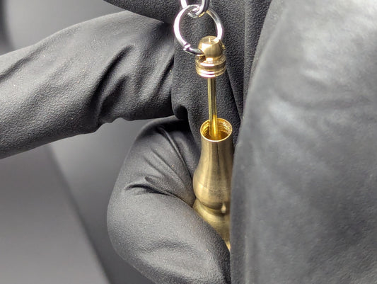 Brass Magic Spell Powder Ash Urn Mini Spoon & Screw Top Jar Amulet Keyring