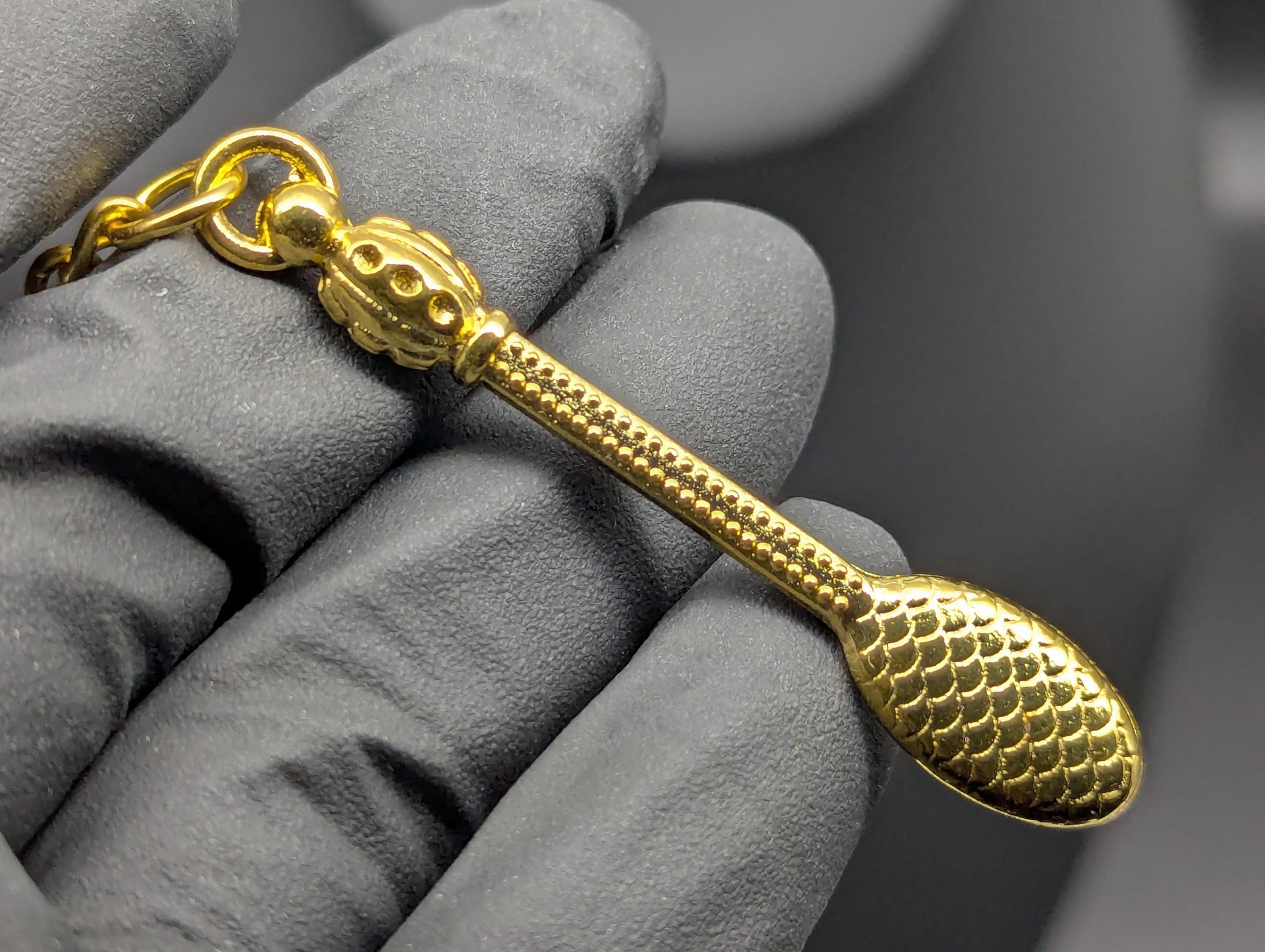 Gold Bling Mini Magic Powder Spoon Keyring