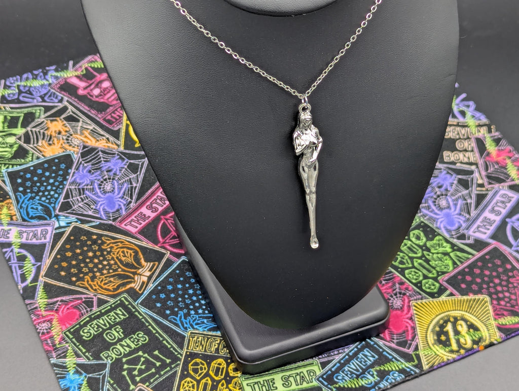 Silver Burlesque Risque Goddess Woman Spoon w/ 22" Steel Link EDC Necklace
