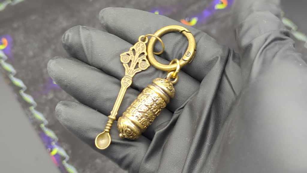 Magic Powder Victorian Spoon & Ornate Screw Top Jar EDC Rave Keyring