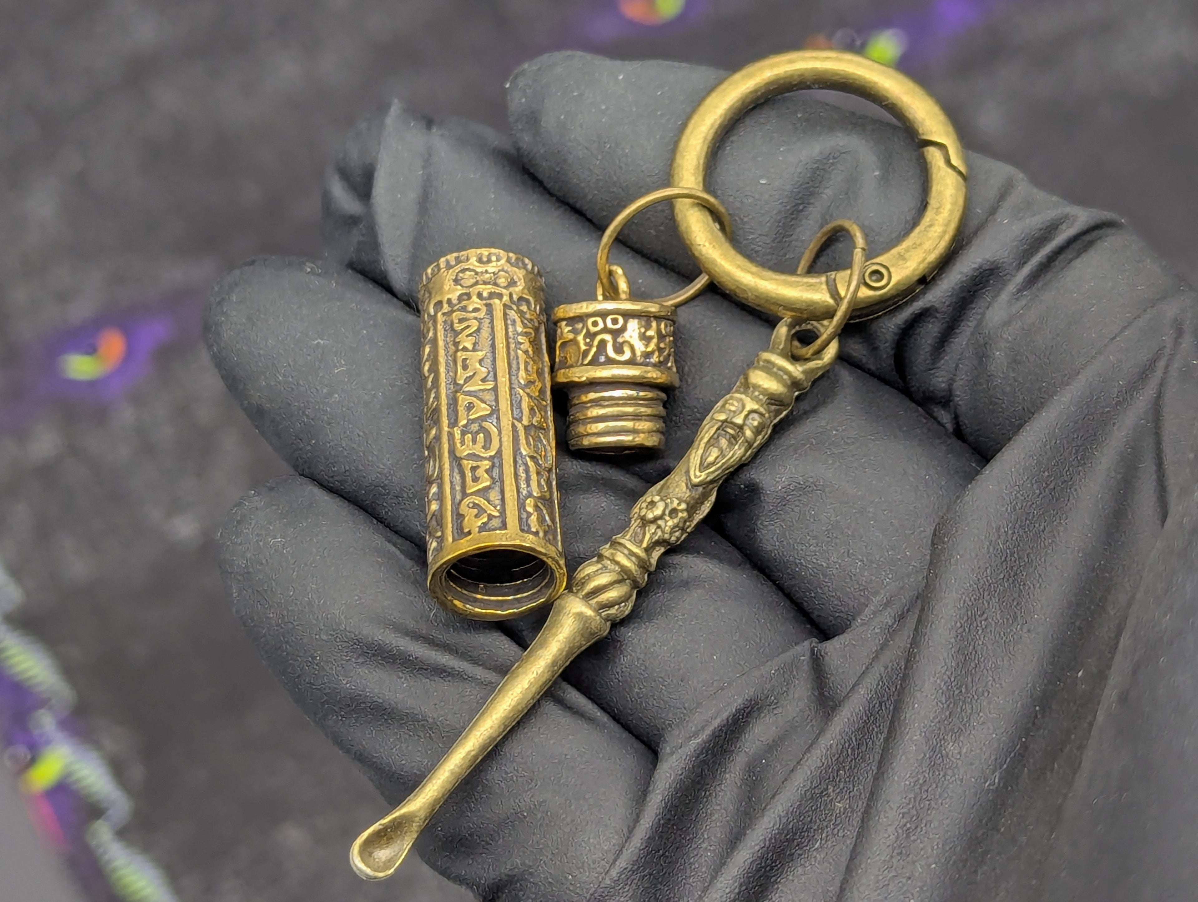 Magic Powder FUMAN CHU Ornate Mini Spoon & Screw Top Jar EDC Rave Keyring