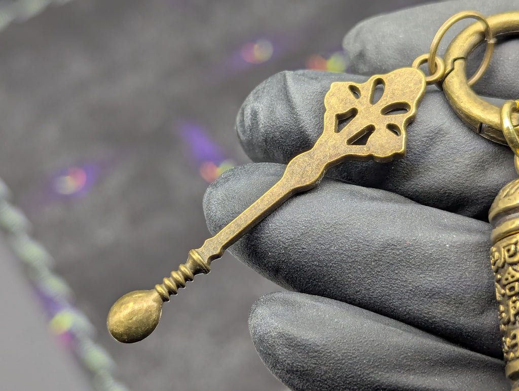 Magic Powder Victorian Spoon & Ornate Screw Top Jar EDC Rave Keyring