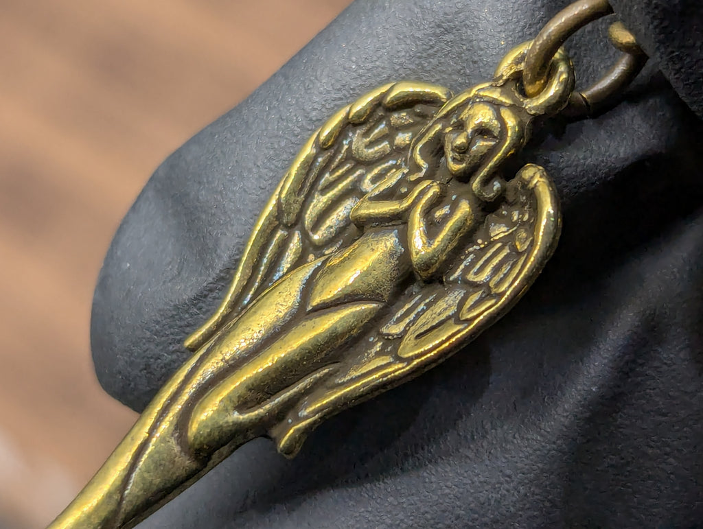 Magic Brass Angel Ornate Mini Spoon & Screw Top Urn Keyring