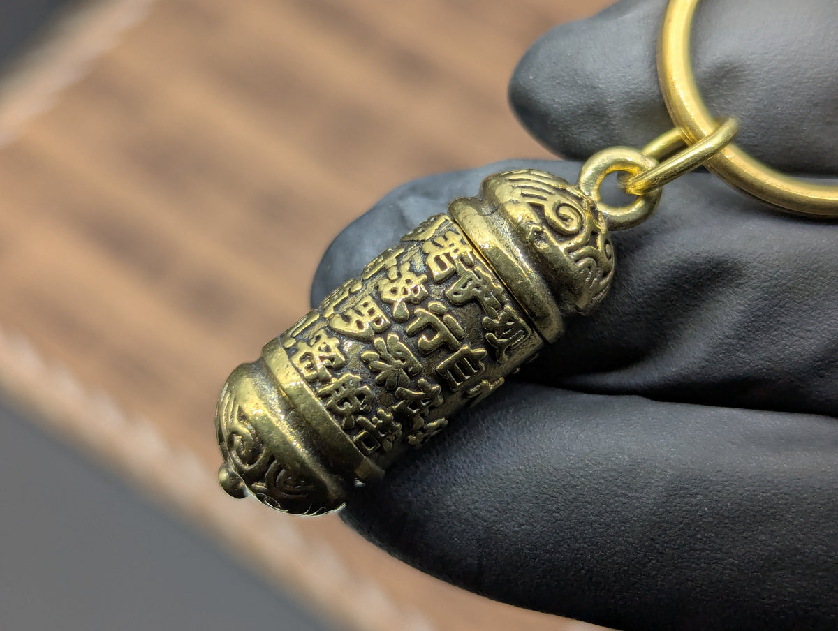 Magic Brass Angel Ornate Mini Spoon & Screw Top Urn Keyring