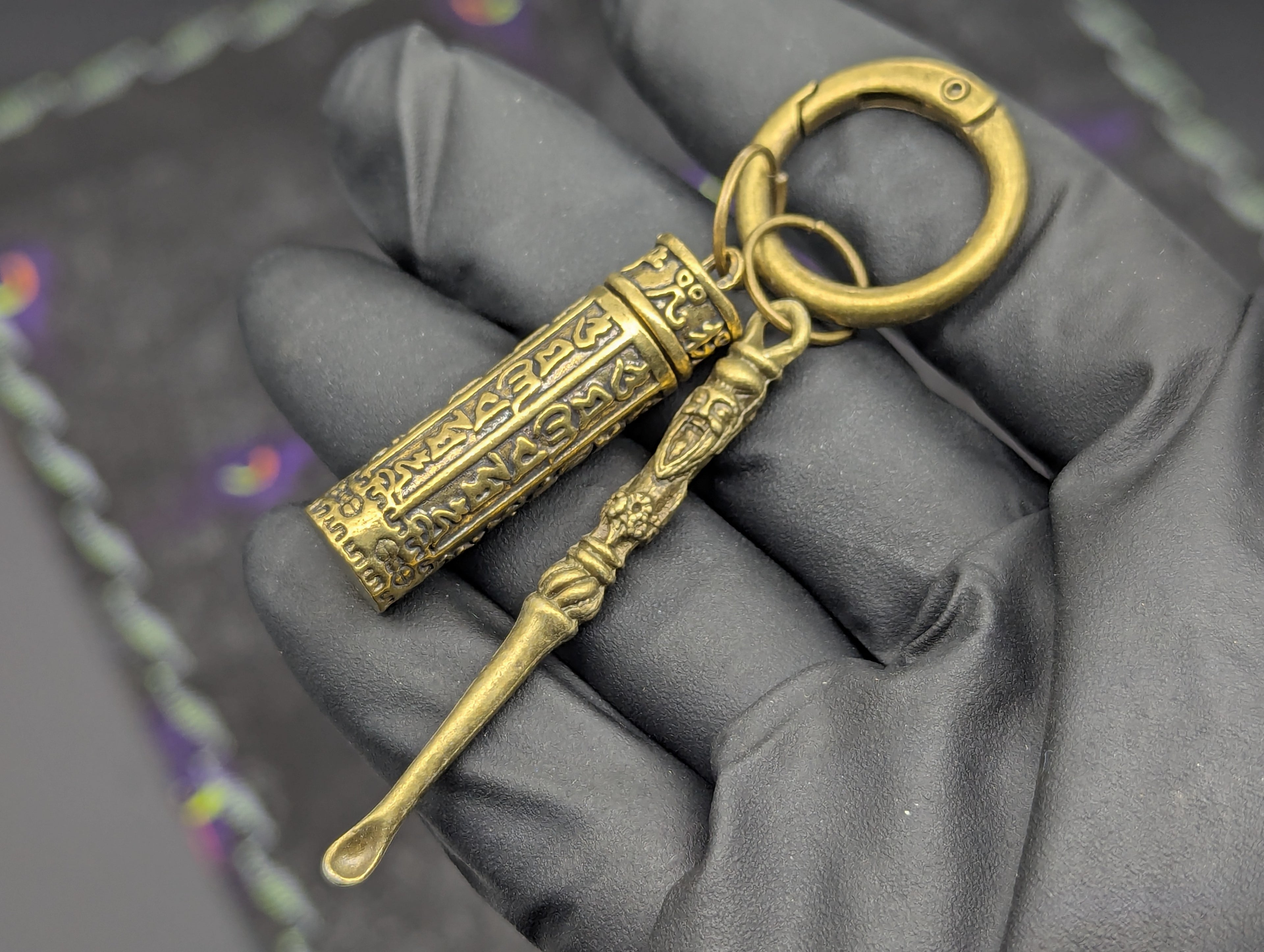 Magic Powder FUMAN CHU Ornate Mini Spoon & Screw Top Jar EDC Rave Keyring