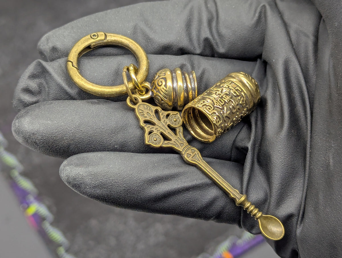 Magic Powder Victorian Spoon & Ornate Screw Top Jar EDC Rave Keyring