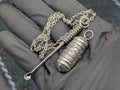 Chromed Toned Mini Spoon Pendant w/ Matching 24" Chain & Ornate Magic Amulet Jar